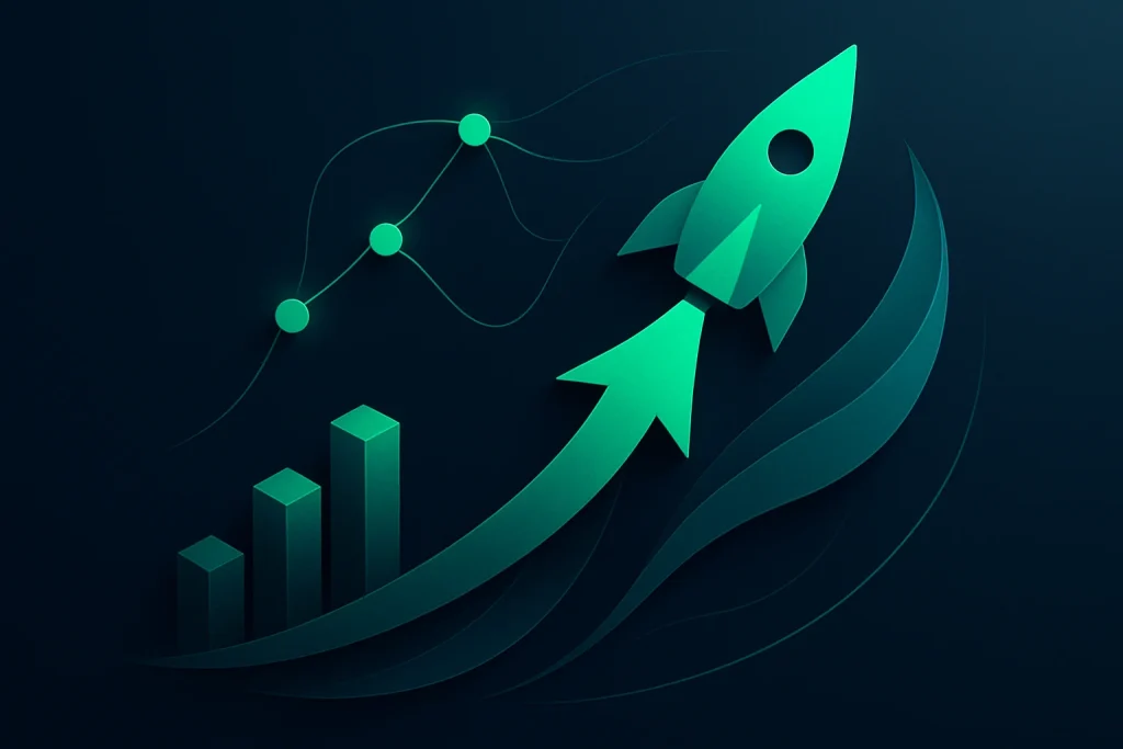 Create an abstract composition that symbolizes the launch of a cutting-edge sales operations platform. Incorporate geometric