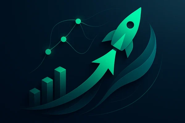 Create an abstract composition that symbolizes the launch of a cutting-edge sales operations platform. Incorporate geometric